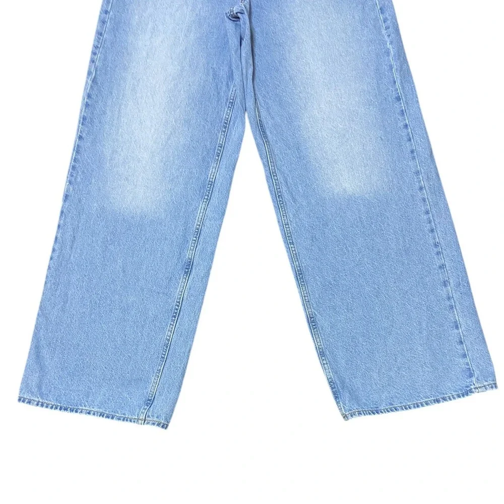 Old Navy Wow Baggy Wide Leg Jeans Light Wash 100% Cotton Retro Size 6 Tall - Picture 8 of 11